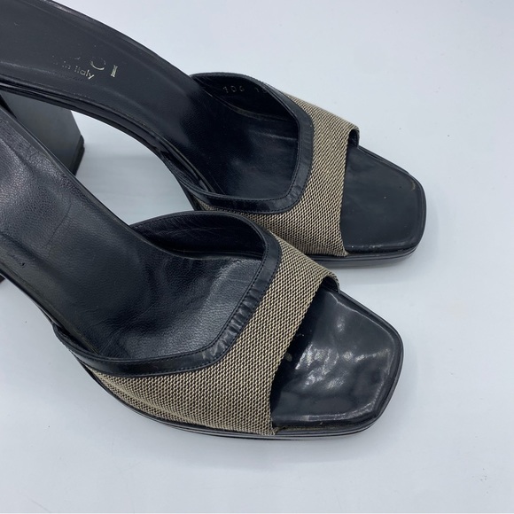 Gucci Y2K 90s vintage tweed heeled mule pump sandal size 6 academia classy luxe - Picture 2 of 11